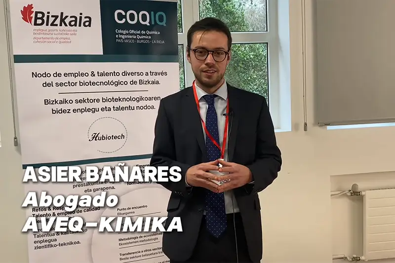 Asier Bañares, abogado en la Asociación Vasca de Empresas Químicas (AVEQ-Kimika), considera que Hubiotech genera un gran valor a las empresas del sector químico y biotecnológico