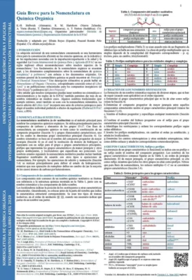 Primera página de la Guía breve para la Nomenclatura en Química Orgánica en español
