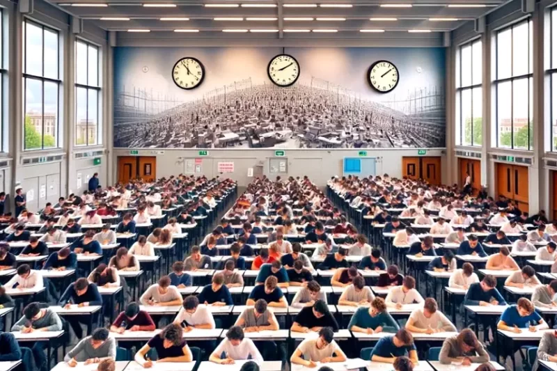 Imagen de un aula de la universidad, con estudiantes participando las Olimpiadas de Química organizadas por el COQIQ