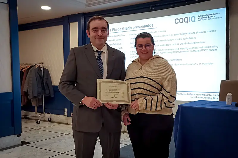 Acto de entrega de los Premios COQIQ al mejor Trabajo de Fin de Grado - TF presentado en 2024 en la Universidad del País Vasco (UPV/EHU)